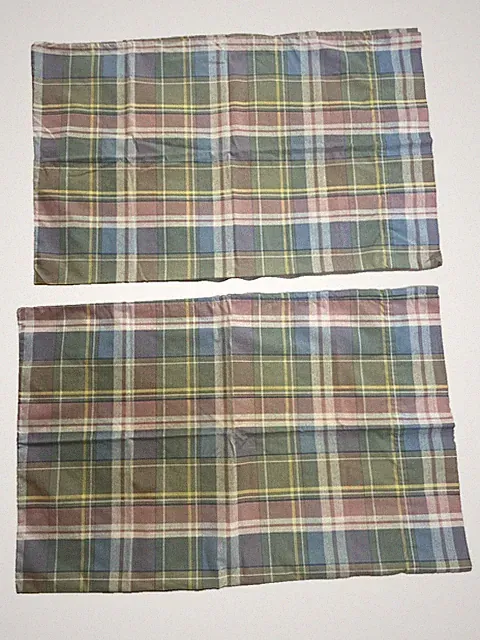 2 Westpoint Stevens Pillow Case Set Pastel Plaid Standard Size 50/50 Made in USA