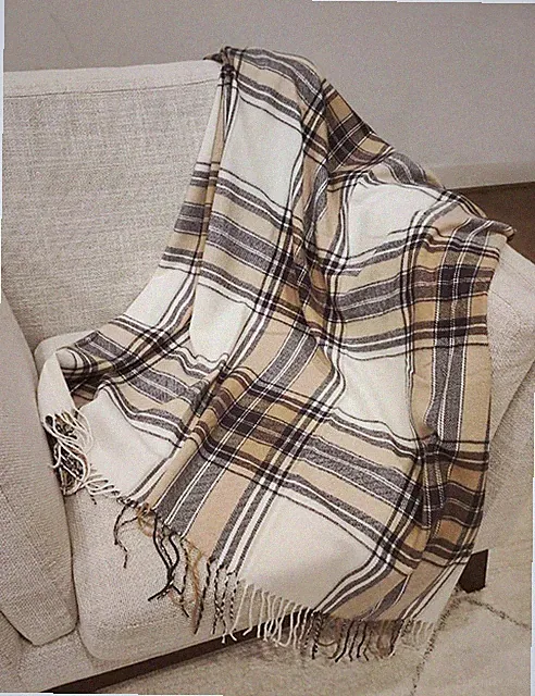 Brown Classic Plaid 50"x60" Throw Blanket with Fringe