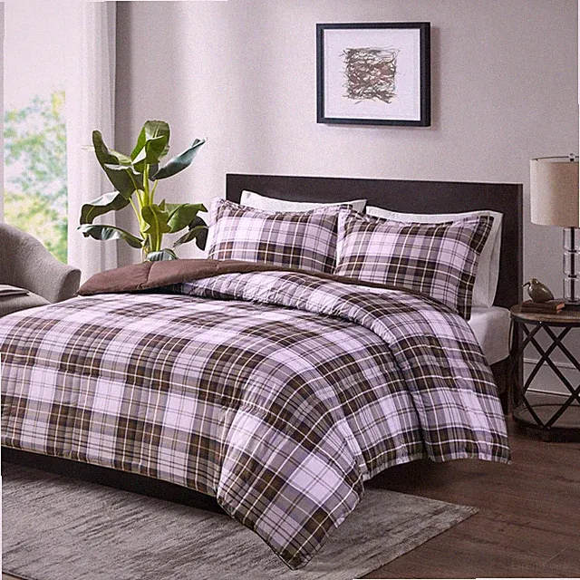 Essentials Parkston Plaid Comforter Set Soft Brushed Microfiber College Beddi...