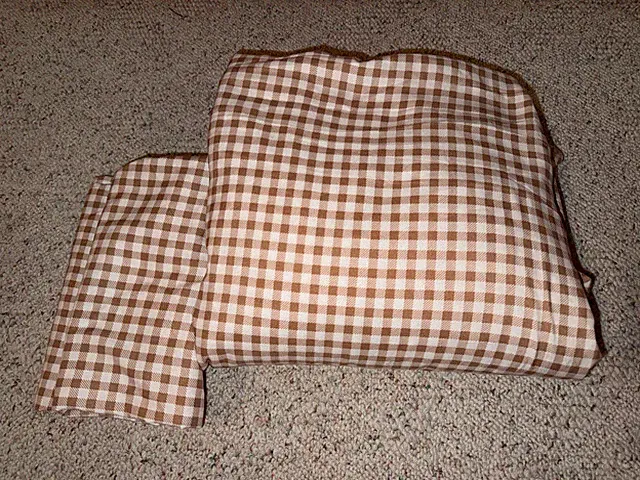 Gingham Duvet Cover & Cased King Size 100% Microfiber Brown Tan Plaid Checked