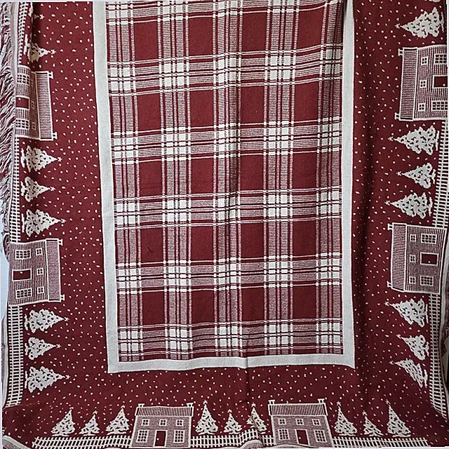 Goodwin Collection Reversible Throw Blanket Christmas Plaid Red White 31x49