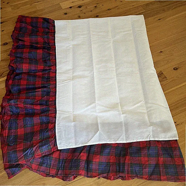 JC Penney Tartan Plaid Queen Dust Ruffle Bed Skirt Red Cotton Holiday