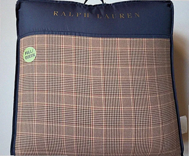 NEW BROOKS Ralph Lauren FULL QUEEN Bed COMFORTER Glen Plaid Herringbone $550 NWT