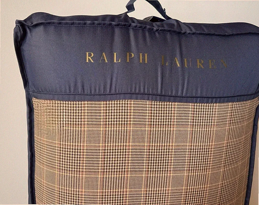 NEW *BROOKS Ralph Lauren *KING Bed COMFORTER Glen Plaid Houndstooth $600 NWT Tan
