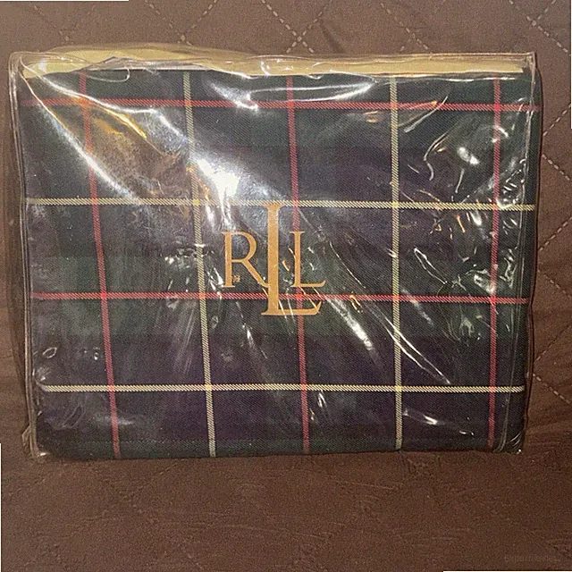 NEW Ralph Lauren Skating Party Green Plaid Tartan Bedskirt - Queen Cotton 60x80"