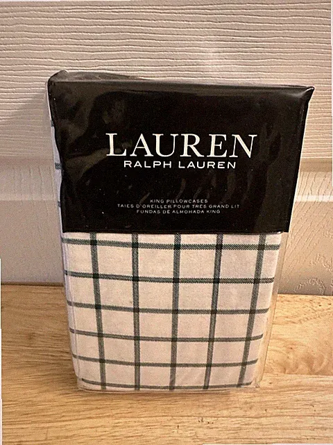 NIP Lauren Ralph Lauren Millerton Plaid Flannel King Pillowcases