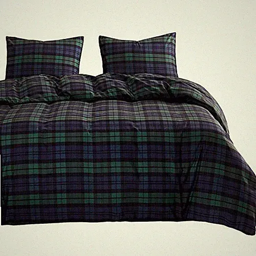 Plaid Comforter Set, Scottish Tartan Check Geometric Modern Queen Dark Green