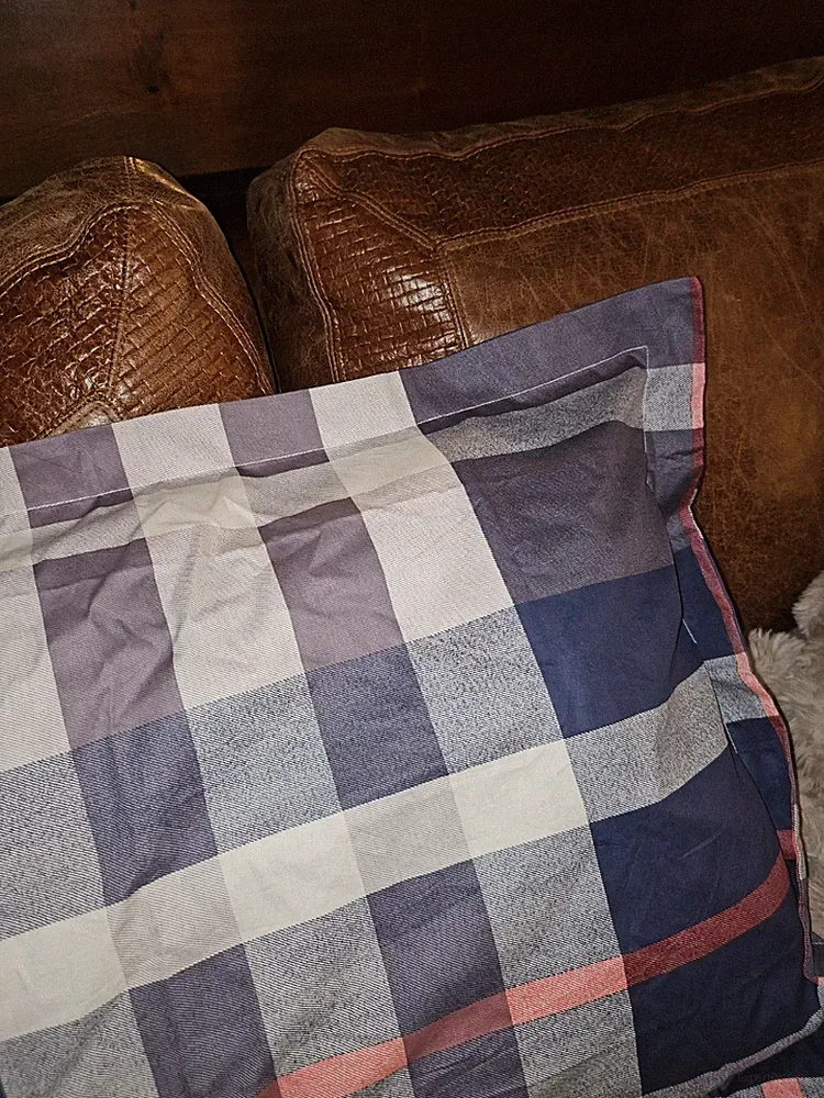 Plaid Navy /Red Pillow Shams Standard Size