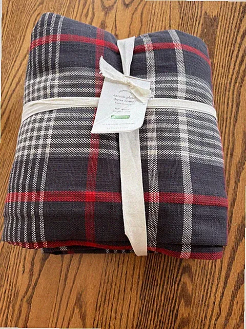 Pottery Barn Carson Plaid Full Queen 92” x 88” Cotton Duvet Cover NOS