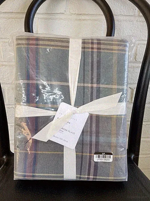 Pottery Barn Woodrow Plaid Full/Queen Duvet Cover - Green Multi New
