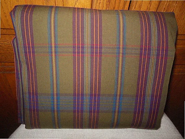 RALPH LAUREN OLIVE AND BROWN PLAID KING FLAT SHEET - NEW