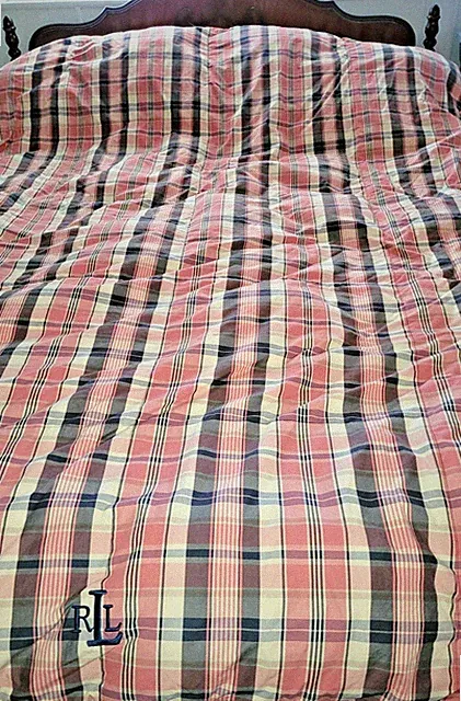 Ralph Lauren RLR Reversible Down Alternative Comforter Twin Blue Plaid 65x85