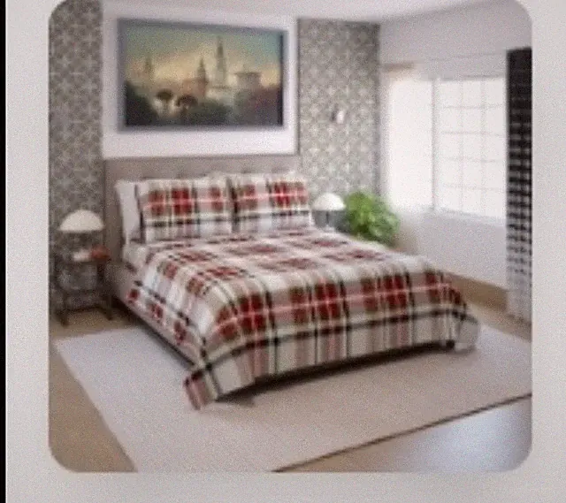 Room & Retreat Flannel Sheet King Size 4 Pcs Set, Red Plaid. Up To 18" Deep