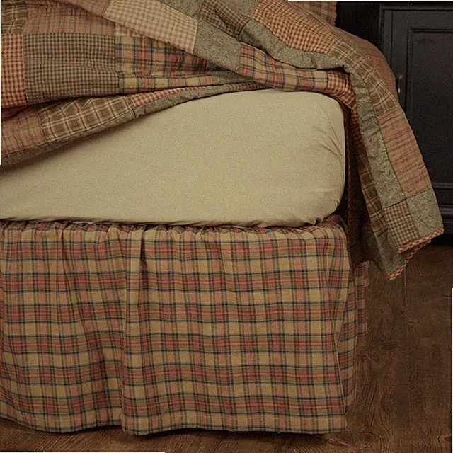 Rustic King Bed Skirt Tan Gathered Crosswoods Cotton Bedroom Decor VHC Brands