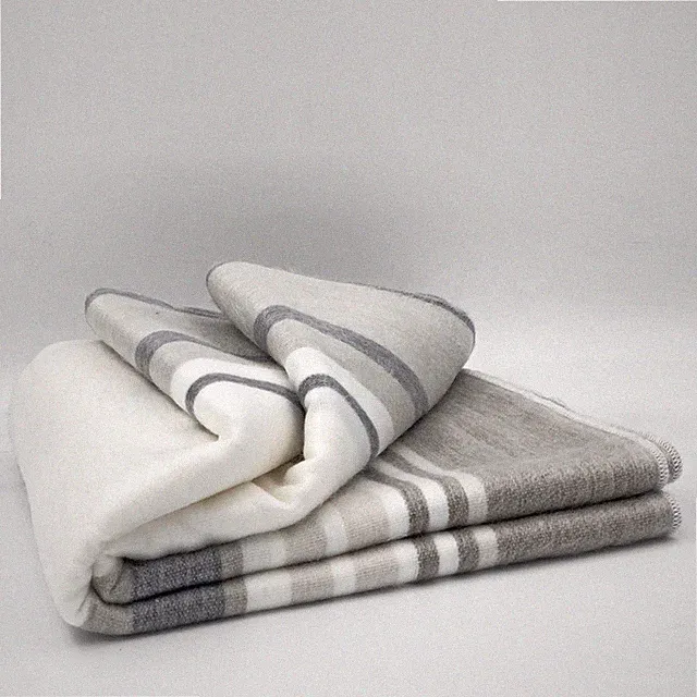SOFT&WARM STRIPED ALPACA LLAMA WOOL BLANKET PLAID 99"x67" QUEEN BED SOFA COUCH