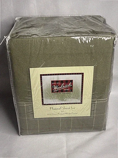Woolrich Home FULL Size Sheet Set 100% Cotton Premium-Weight Flannel Olive Green